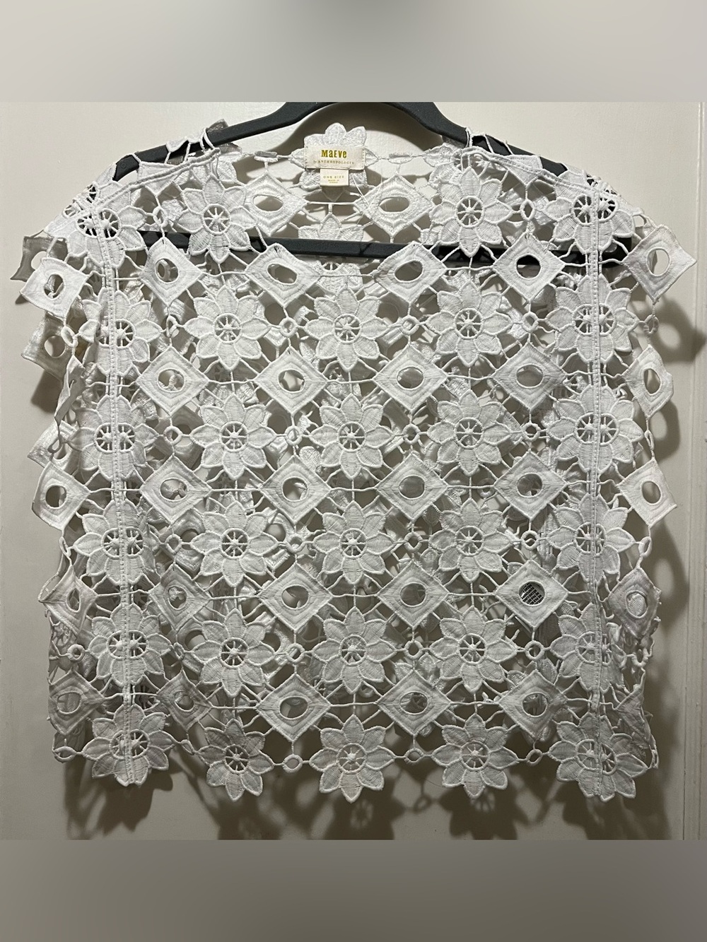 Anthropologie Maeve White Geometric Floral Lace Vest Shell Top - One Size OS